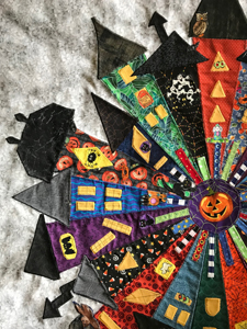 Halloween Dresden Neighborhood quilt close-up www.dlstewart.com